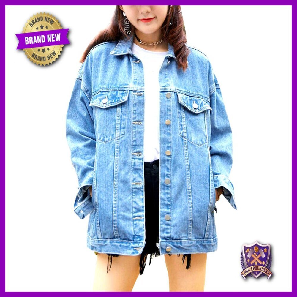 Oversized Denim Jacket Distressed Vintage Y2K Retro Boyfriend Style Loose Fit